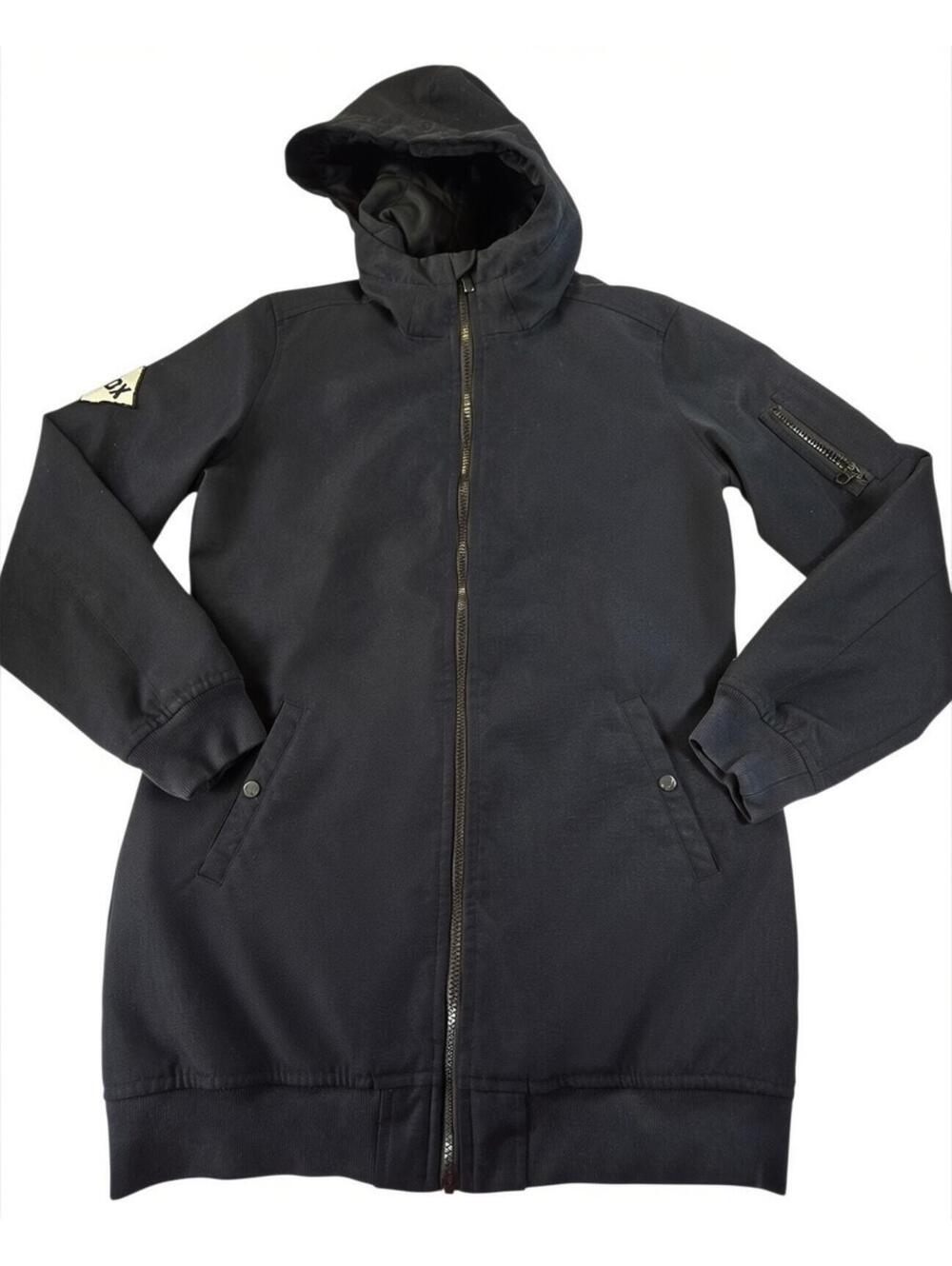 Fox Racing Mens Medium Solid Black Canvas Jacket Hooded Logo